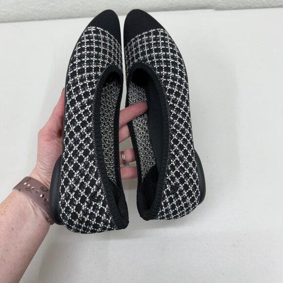 Vivaia Almond Toe Black Tweed Knit Slip On Ballet Flats Shoes Womens 39.5 US 8.5 - Picture 7 of 9